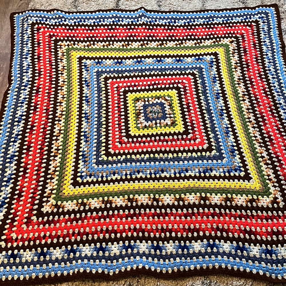 granny blanket 68x65 vintage